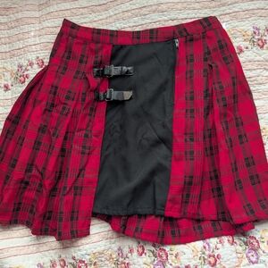 Hot Topic Red and Black Asymmetrical Skirt